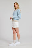 Blue Grey Stripe Sweater flat white