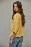 W2486 | Knit Sweater Quarter Sleeve Button Up Cardigan Top