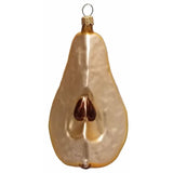 Pear Slice Fruit Polish Mouth Blown Glass Christmas Ornament