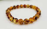 Amber 8mm Stretchable Bracelet-7.5"Long-100% Natural
