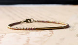 Olive Green Seed Bead And  Bronze Bar Bracelet