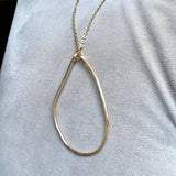 Gold Organic Hammered Hoop Pendant Necklace Chain