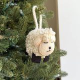 Pom-Pom Sheep Embroidered Wool Christmas Ornament