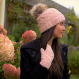 Tiffany Wool Beanie Hat with Faux Fur Pom and Texture Knit
