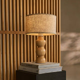 Oliver Light Brown Wooden Lamp | Linen Mix Shade & Elegant Design