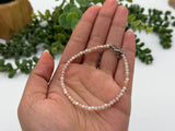Pink Opal Bracelet Faceted 3MM w/Silver Color Clasp