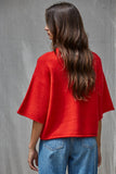 W2486 | Knit Sweater Quarter Sleeve Button Up Cardigan Top