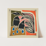"Let Go"  Colorful Floral Wall Art Print Mid Century