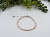 Pink Opal Bracelet Faceted 3MM w/Silver Color Clasp