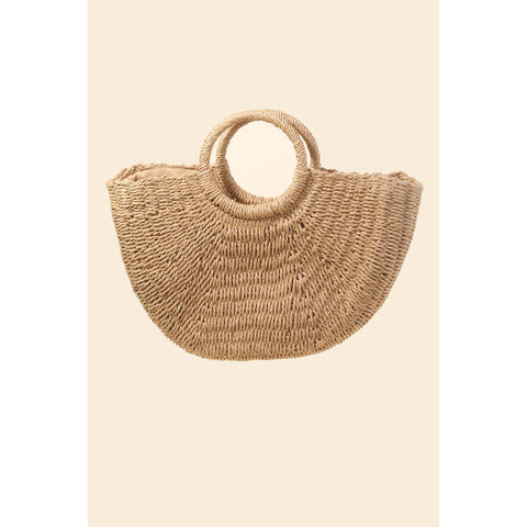 Half Moon Straw Tote Bag