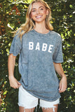 BABE Mineral Graphic Top: M / LT.TAN