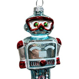 Retro Robot Glass Ornament 4"