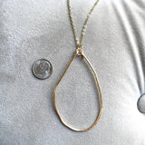 Gold Organic Hammered Hoop Pendant Necklace Chain