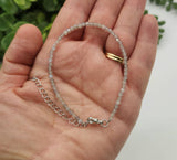 Labradorite Bracelet Faceted 3MM w/Silver Color Clasp