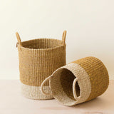 Mustard Baskets with Handle, set of 2 - Cylinder Baskets | LIKHA