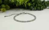 Labradorite Bracelet Faceted 3MM w/Silver Color Clasp
