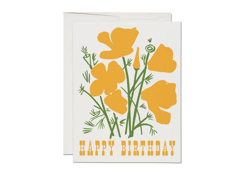 California Poppy birthday greeting card