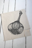 Organic Cotton Garlic Tea Towel - Black - Gardeners Towel