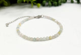 Morganite Bracelet Faceted 3MM w/Silver Color Clasp