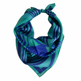 Ripple Scarf | 100% Silk Bandana | Women's Turquoise Scarf