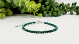 Malachite Bracelet Faceted 3MM w/Silver Color Clasp