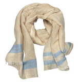 Pure Linen with Fresh Stripes Lightweight Scarf for Women
