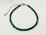 Malachite Bracelet Faceted 3MM w/Silver Color Clasp