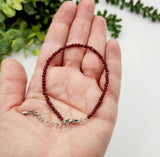 Garnet Bracelet Faceted 3MM w/Silver Color Clasp