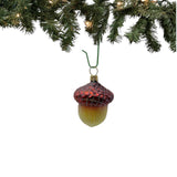 Glittery Acorn Polish Glass Christmas Tree Ornament Set of 2