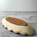 Butter Dish, Snack Plate, Pine Cone Texture, Scalloped Edge