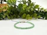 Green Angelite Bracelet Faceted 3MM w/Silver Color Clasp