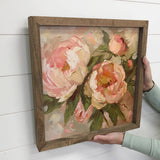 Painted Peonies in Pink - Flower Canvas Wall Art - Framed