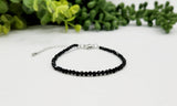 Black Spinel Bracelet Faceted 3MM w/Silver Color Clasp