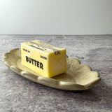 Butter Dish, Snack Plate, Pine Cone Texture, Scalloped Edge