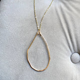 Gold Organic Hammered Hoop Pendant Necklace Chain