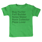 Rock Collector Bugs Pizza Organic Toddler Boys Girls Shirt