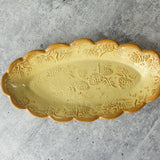 Butter Dish, Snack Plate, Pine Cone Texture, Scalloped Edge