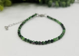 Ruby Zoisite Bracelet Faceted 3MM w/Silver Color Clasp,