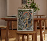 "Wanderer" Colorful Floral Wall Art Mid Century Boho Retro