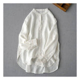 Linen Cotton Poet Top Long Sleeved Shirt