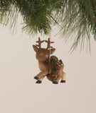 Retro Reindeer With Wreath Ornament deer