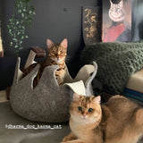 Natural Petal Wool Pet Basket Grey