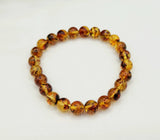 Amber 8mm Stretchable Bracelet-7.5"Long-100% Natural