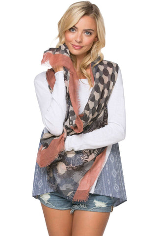 Scarf Wrap in Flower & Dots Print