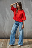 W2486 | Knit Sweater Quarter Sleeve Button Up Cardigan Top