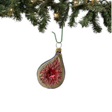 Slice of Fig Fruit Polish Glass Christmas Ornament Set of 2