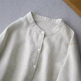 Linen Cotton Poet Top Long Sleeved Shirt