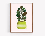 Lime Green Planter - potted plant art print