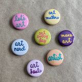 Make art pin back button