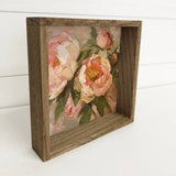 Painted Peonies in Pink - Flower Canvas Wall Art - Framed